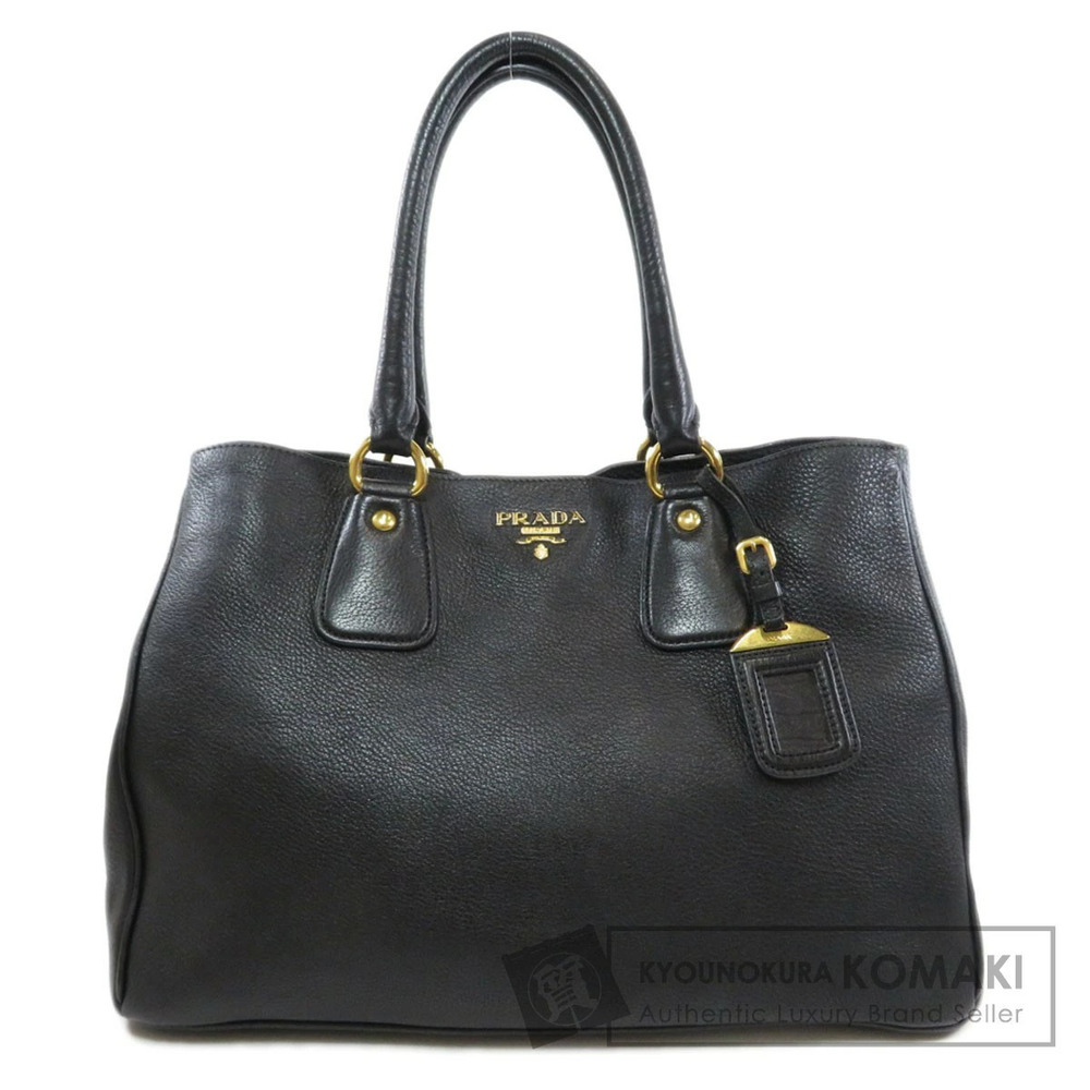 Prada Black Vitello Daino Tote Bag textured leather
